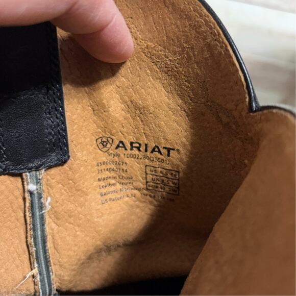 Ariat Heritage Ropers Cowboy Full Grain Boots Black Leather Men\'s 9.5EE Wide